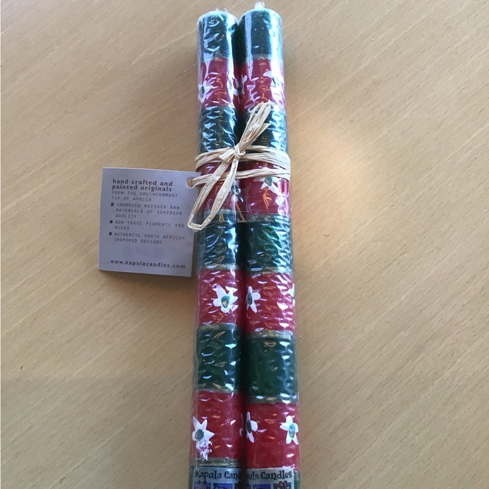 Kapula Candles‎ Christmas Red Green Stars 9” Tapers Holiday Kwanza South African
